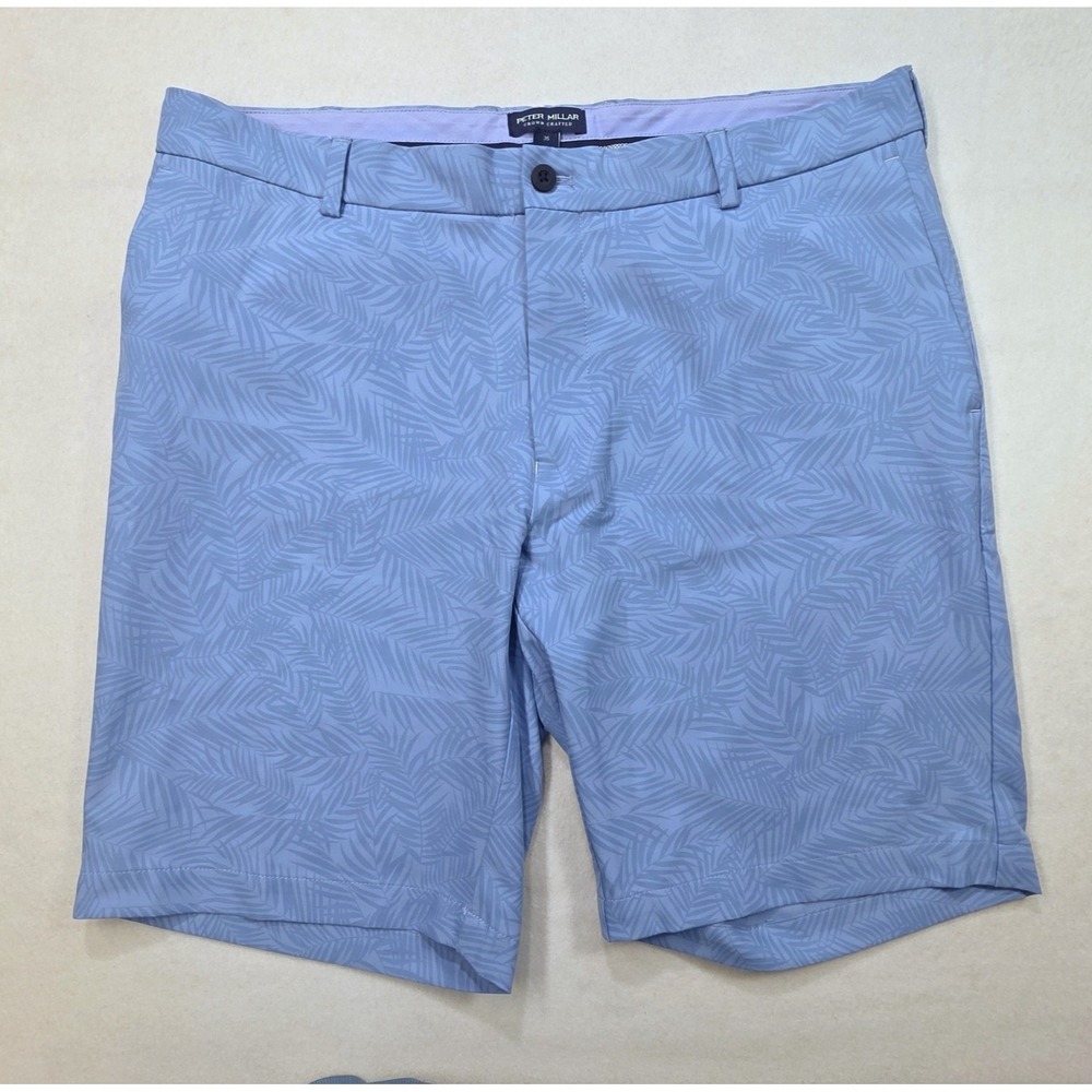 Peter Millar Crown Crafted Shorts Mens 35‎ Blue Hawaiian Print LIMITED USE Chino